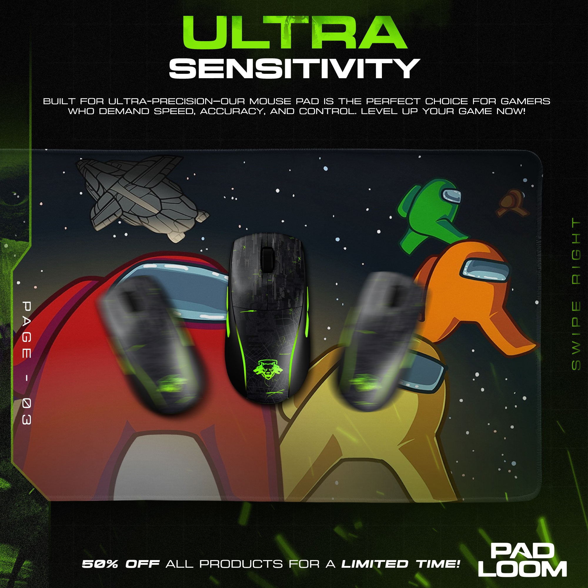 Among Us Mouse Pad, Galactic Voyage Gaming Desk Mat