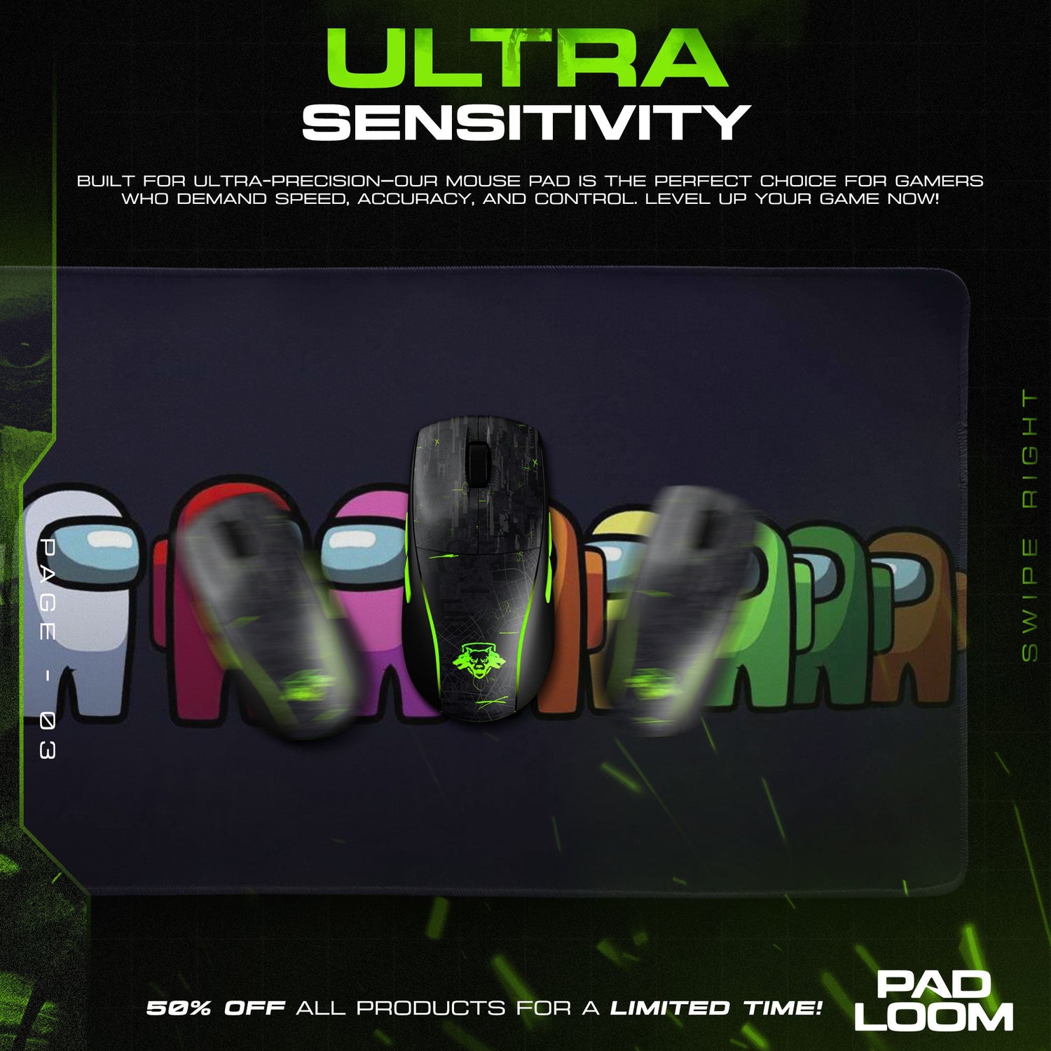 Among Us Mouse Pad, Rainbow Crew Lineup Gaming Desk Mat Padloom