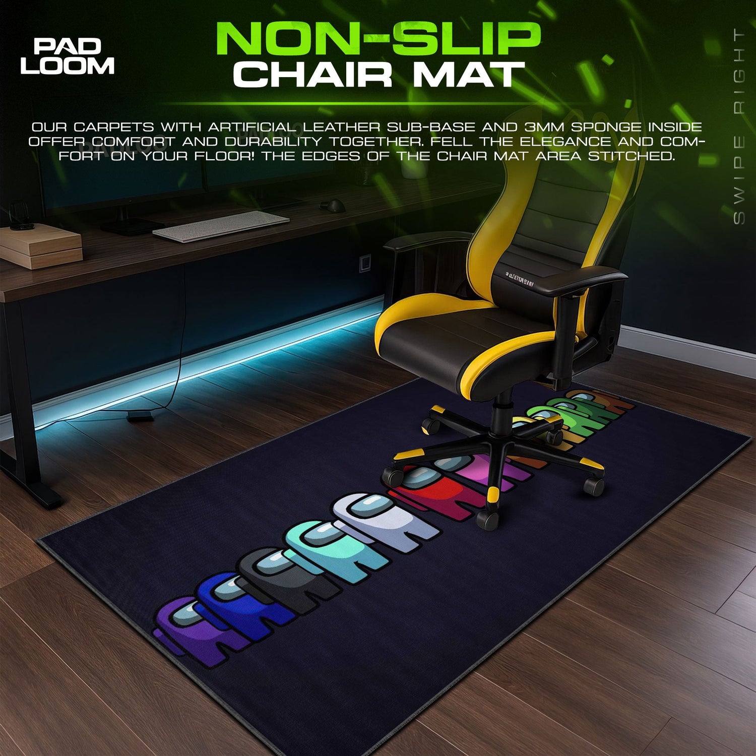 Among Us Mouse Pad, Rainbow Crew Lineup Gaming Desk Mat Padloom
