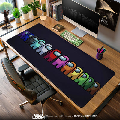Among Us Mouse Pad, Rainbow Crew Lineup Gaming Desk Mat