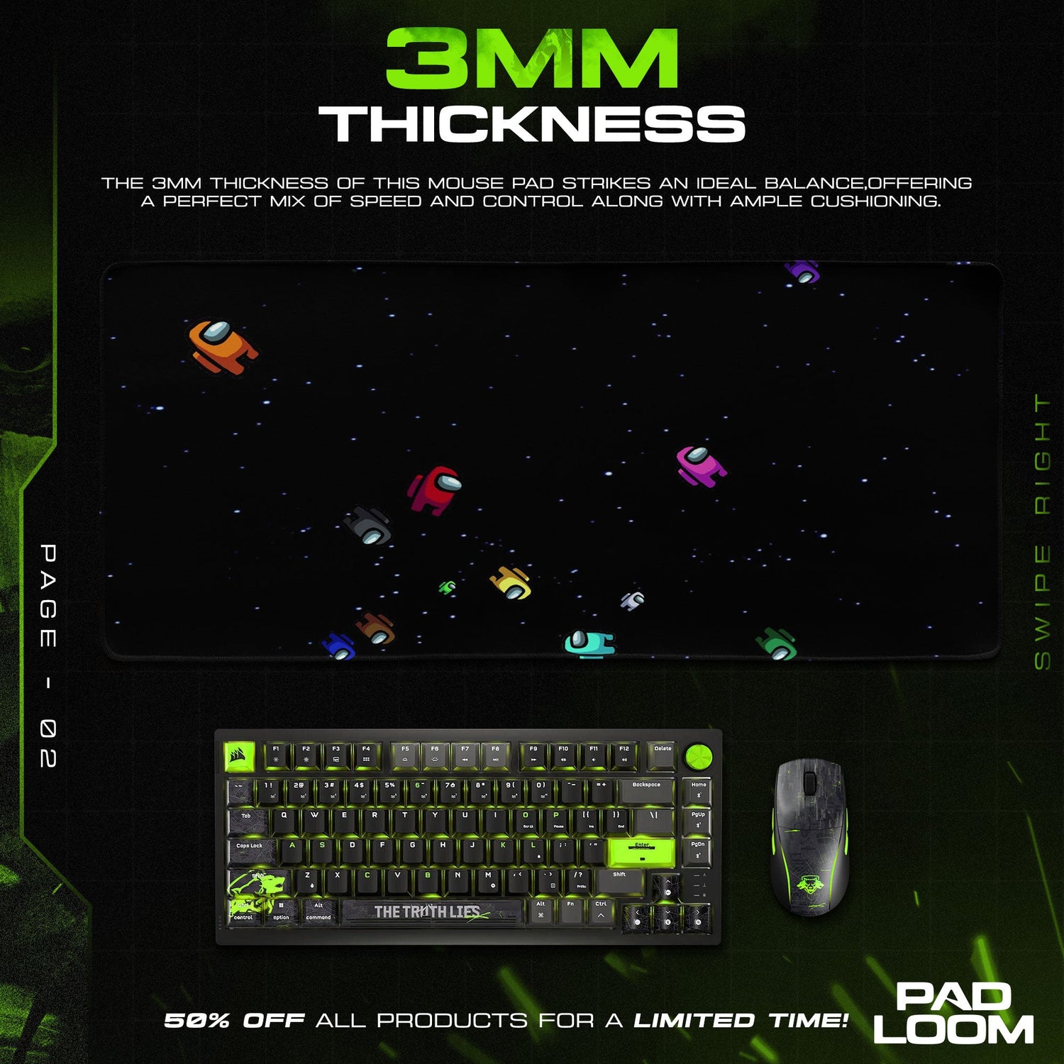 Among Us Mouse Pad, Space Drift Gaming Desk Mat Padloom