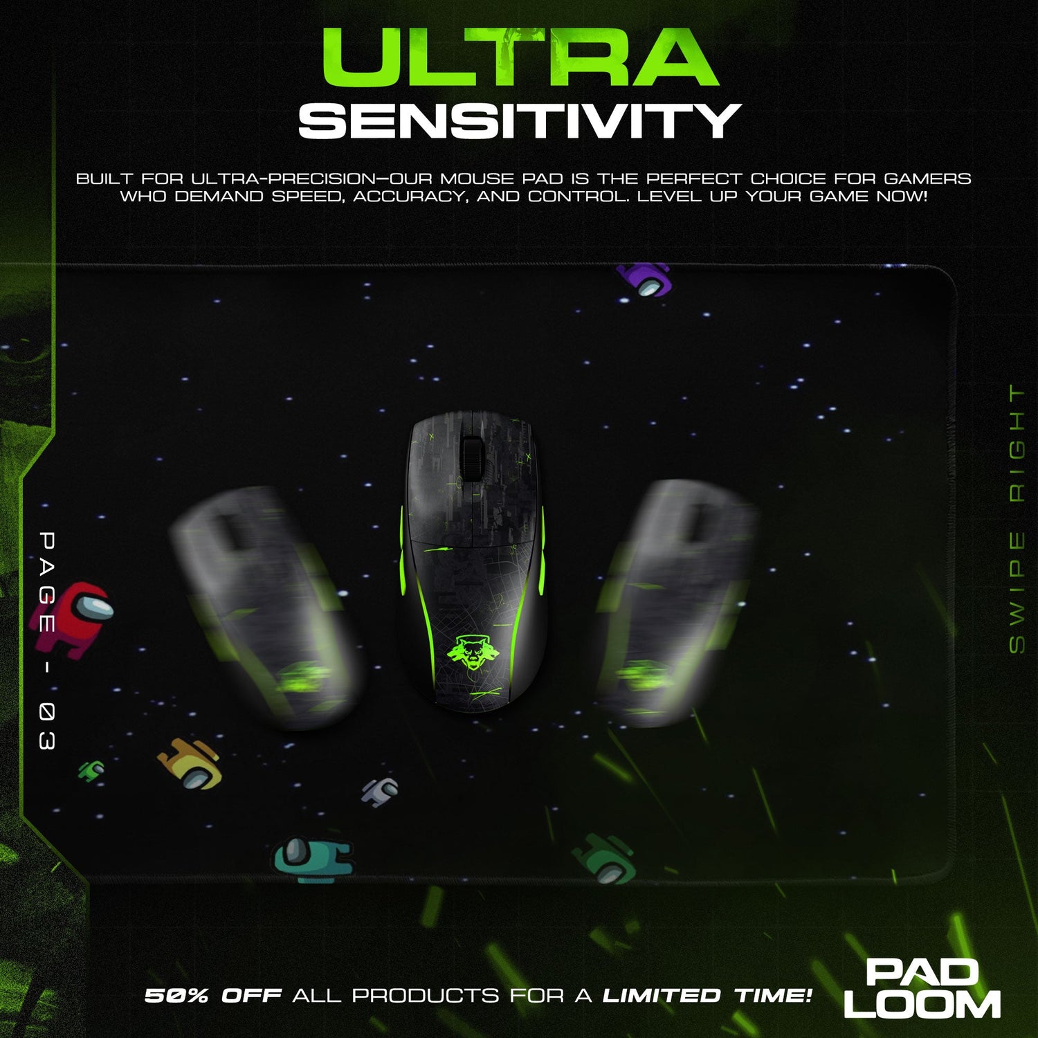 Among Us Mouse Pad, Space Drift Gaming Desk Mat Padloom