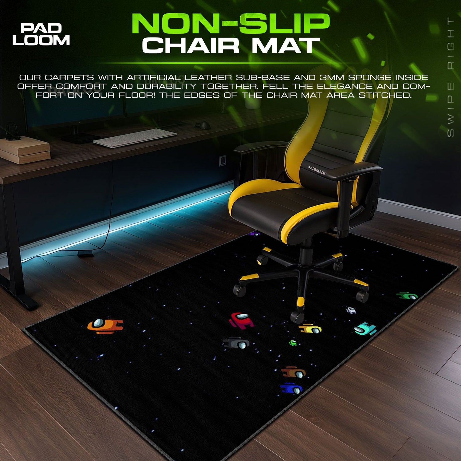 Among Us Mouse Pad, Space Drift Gaming Desk Mat Padloom