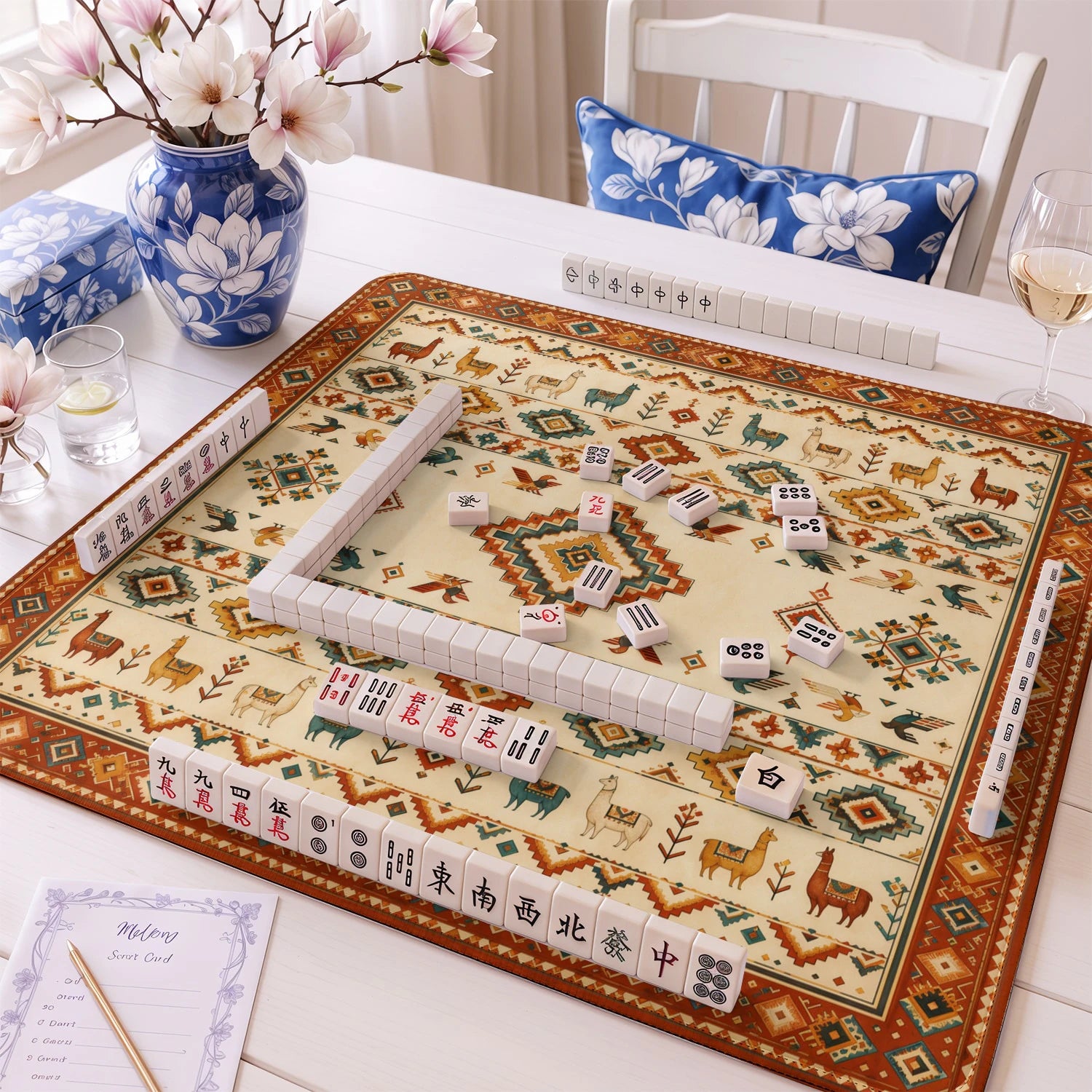 Andean Llama mahjong mat – M (60x60 cm) and L (81x81 cm) sizes