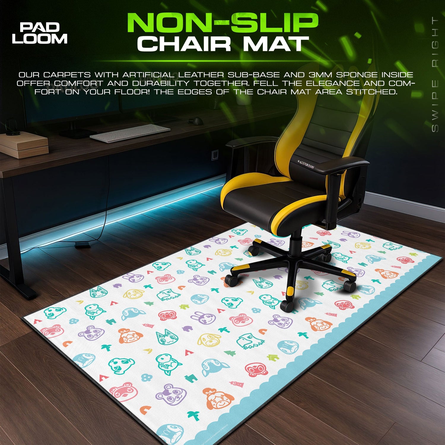 Animal Crossing Pastel Icons Mouse Pad, Game Desk Mat Padloom