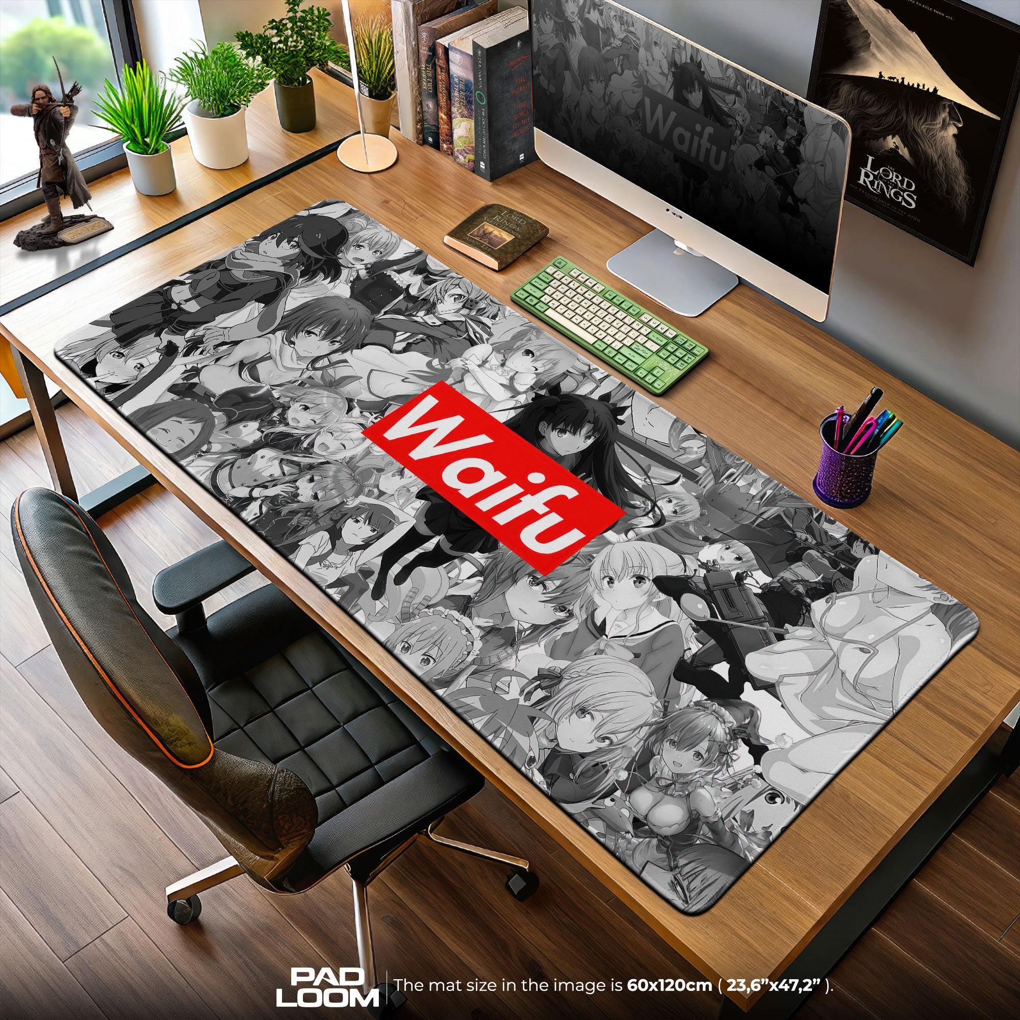 Anime Waifu Collage Mouse Pad, Gamer Desk Mat