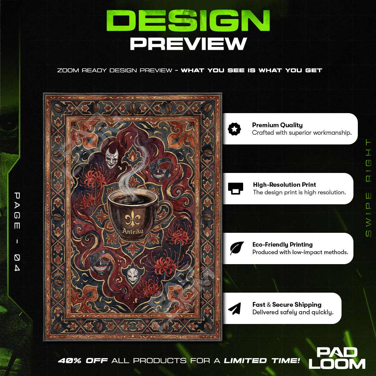 Chair character design printed on rug