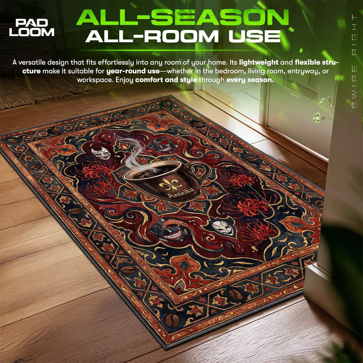 Anteiku Coffee Spider Lily Tokyo Ghoul Chair fan rug — premium quality print