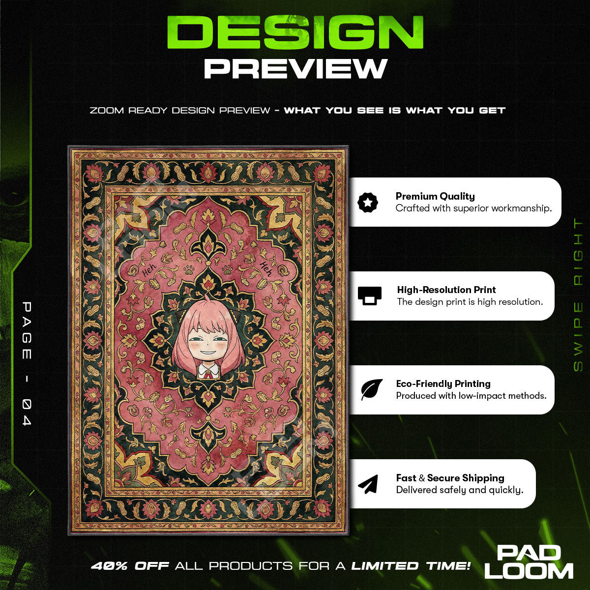 Anya Forger Heh Face Rug - Spy x Family Chair Mat