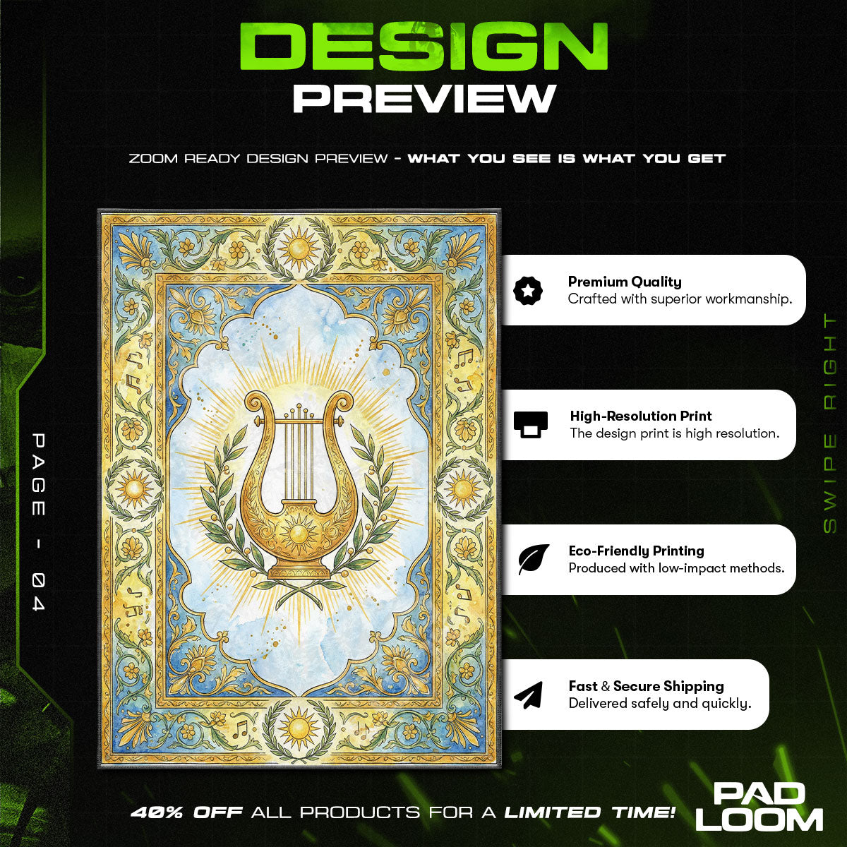 Apollo's Lyre Greek Mythology Area rug — main product view