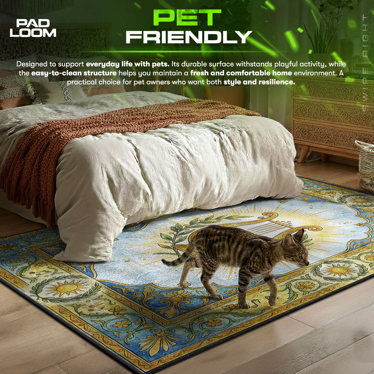 Apollo's Lyre themed area rug for home decor fans