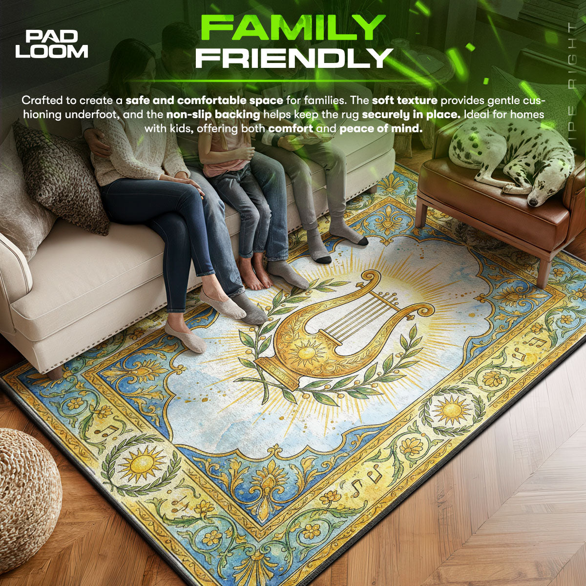 Area character design printed on rug