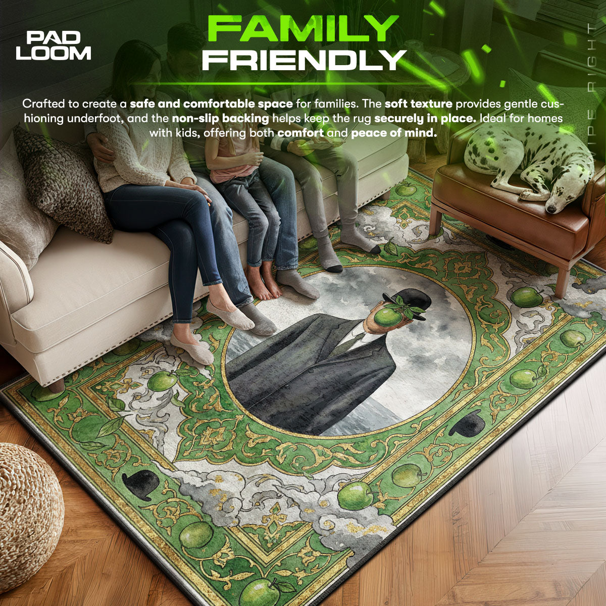 Area character design printed on rug
