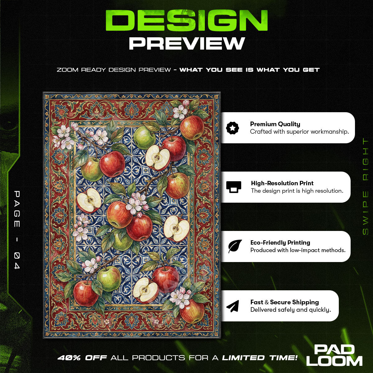 Apple Orchard Tile Harvest Kitchen Floor rug — main product view