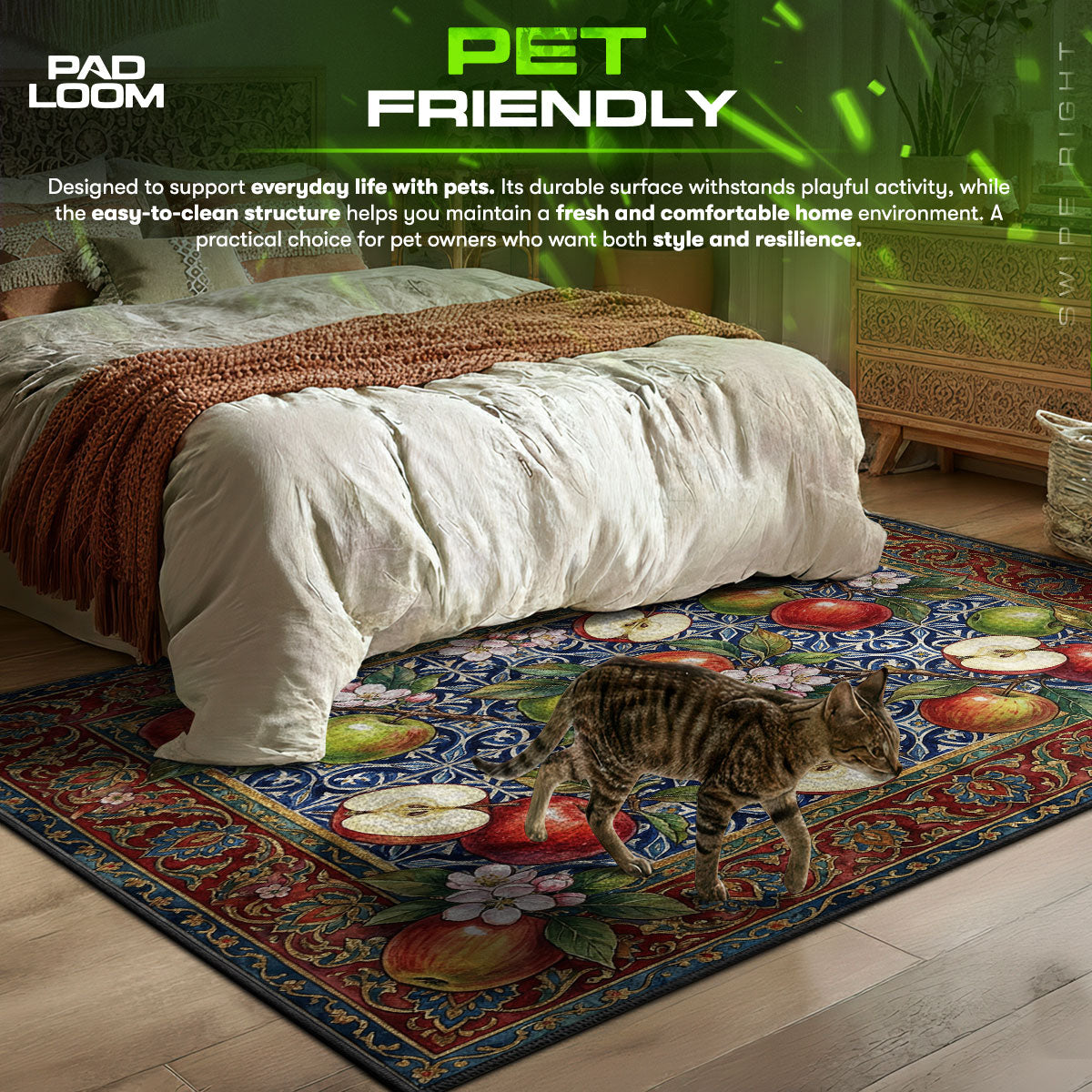 Apple Orchard themed area rug for home decor fans