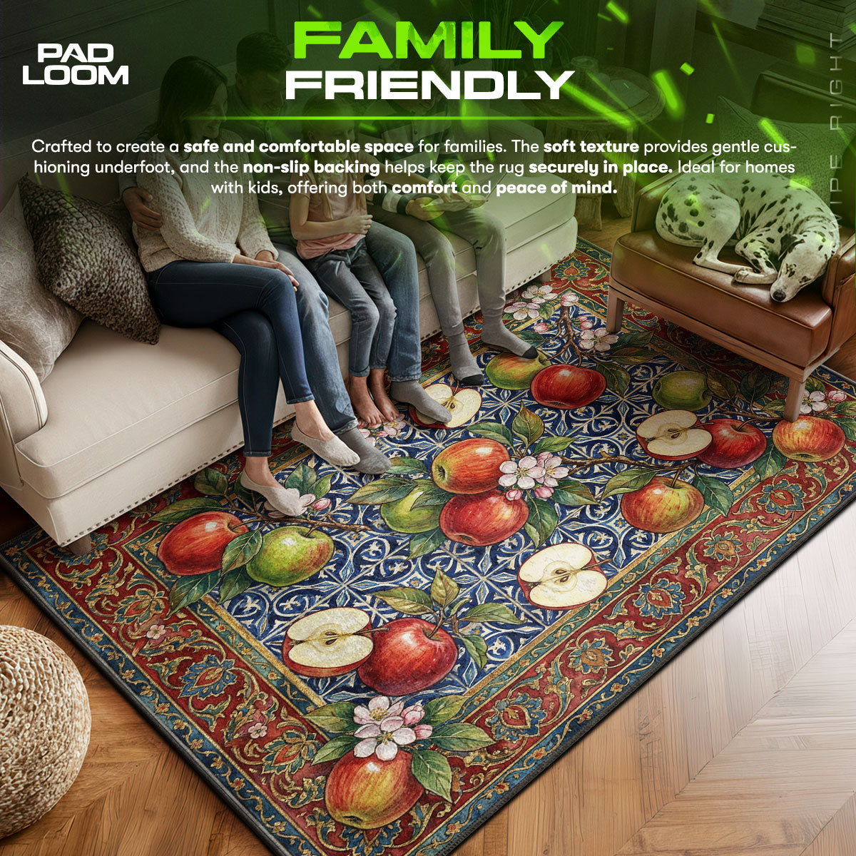 Floor character design printed on rug
