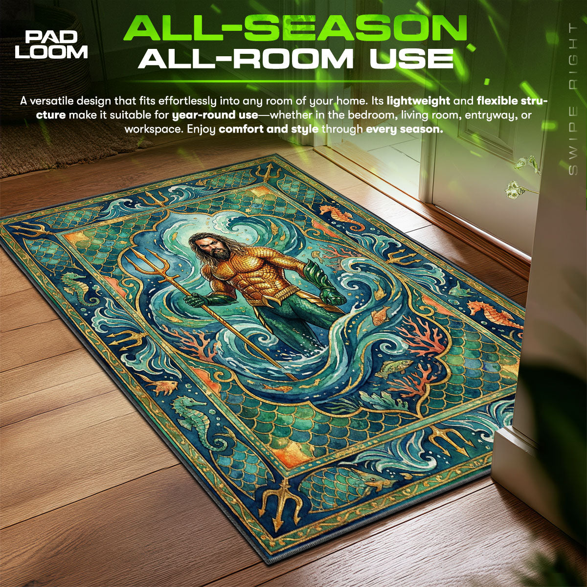 Aquaman Atlantis Tapestry DC Comics Room fan rug — premium quality print