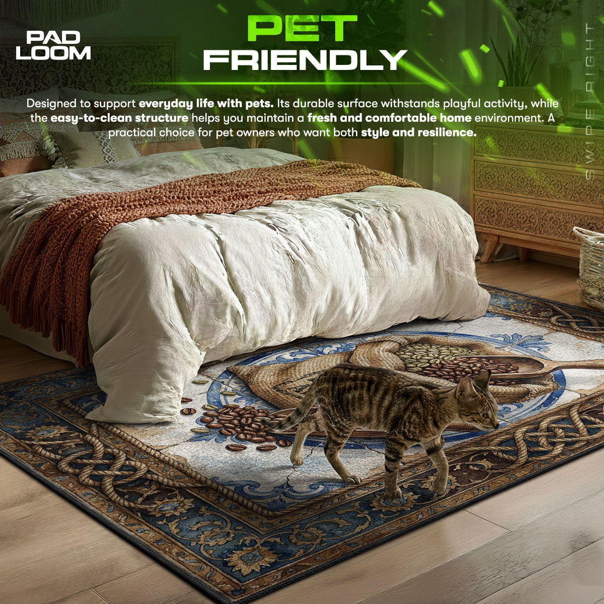 Arabica Coffee themed area rug for home decor fans