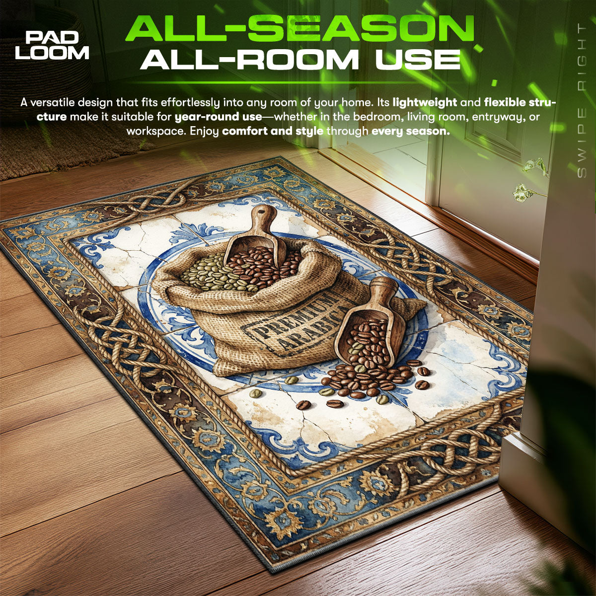 Detailed close-up of Arabica rug pattern