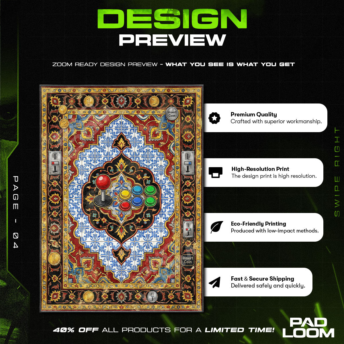 Arcade Cabinet Controls Arcade rug — main product view
