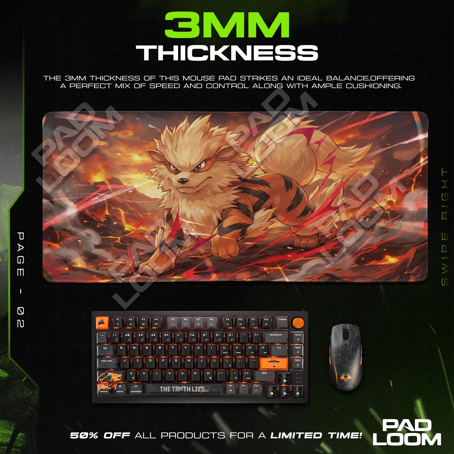 Arcanine Ember Blitz Mouse Pad - Pokémon Desk Mat