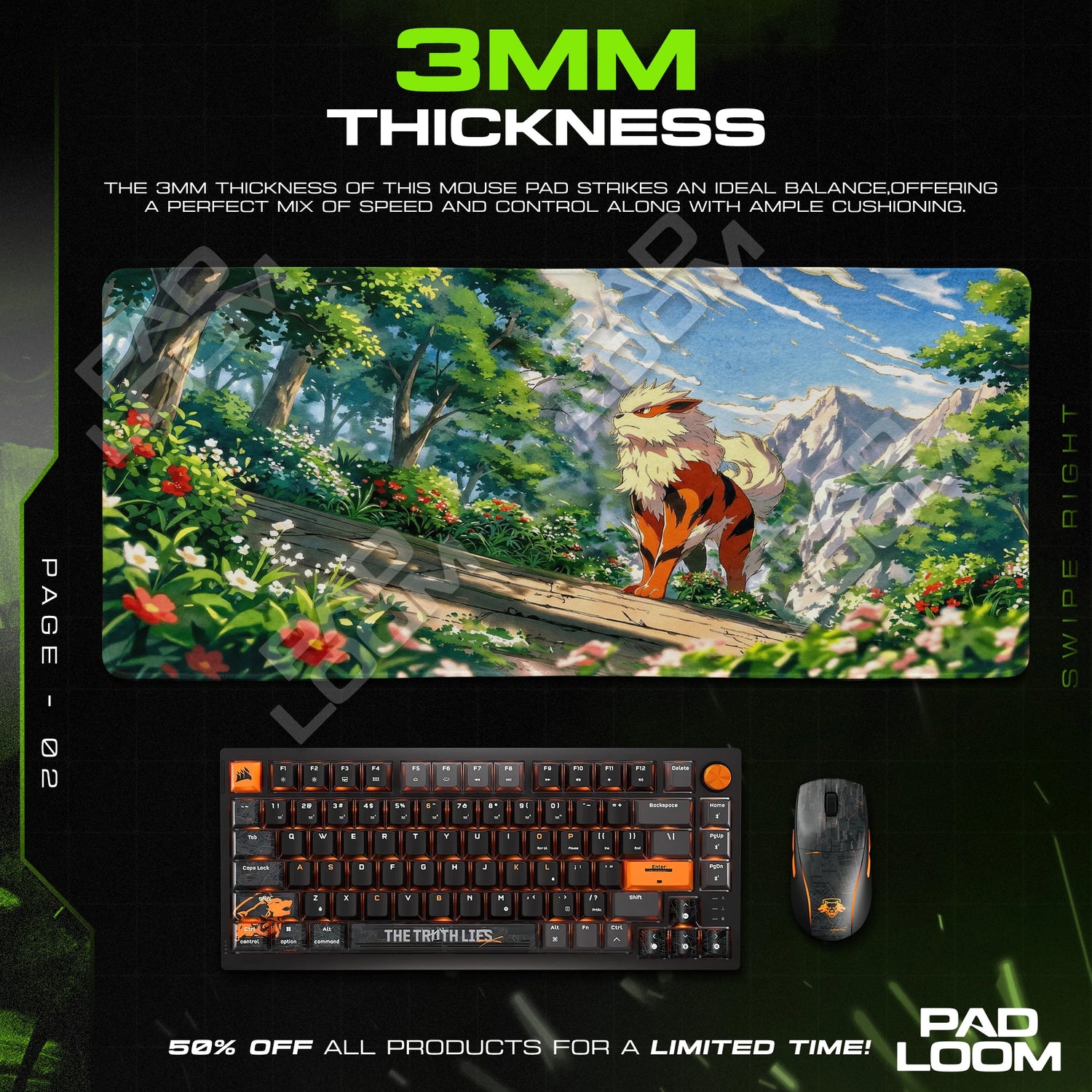 Arcanine Mountain Trail Mouse Pad - Pokemon Desk Mat