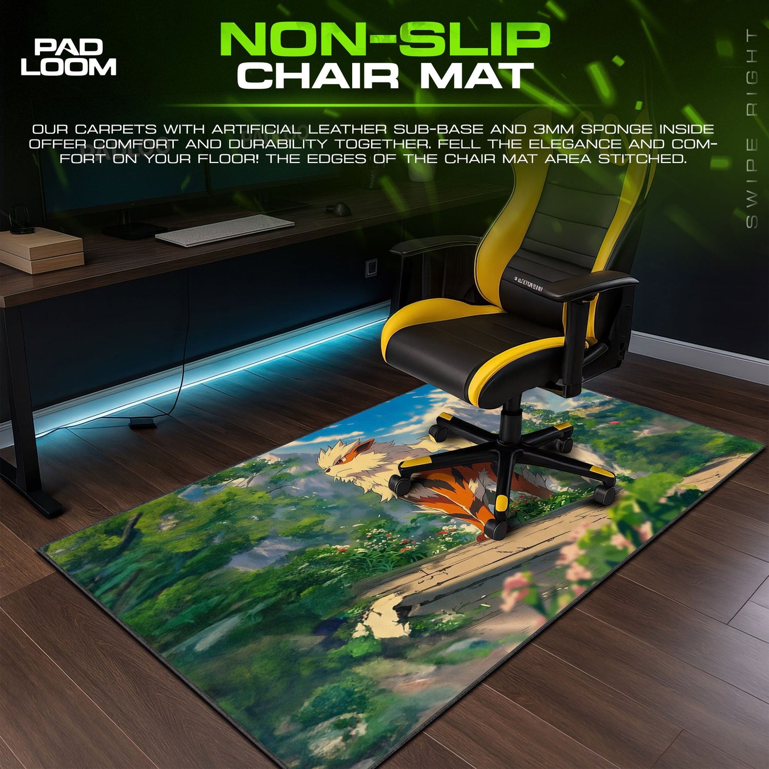 Arcanine Mountain Watch Mouse Pad, Pokémon Gaming Desk Mat Padloom