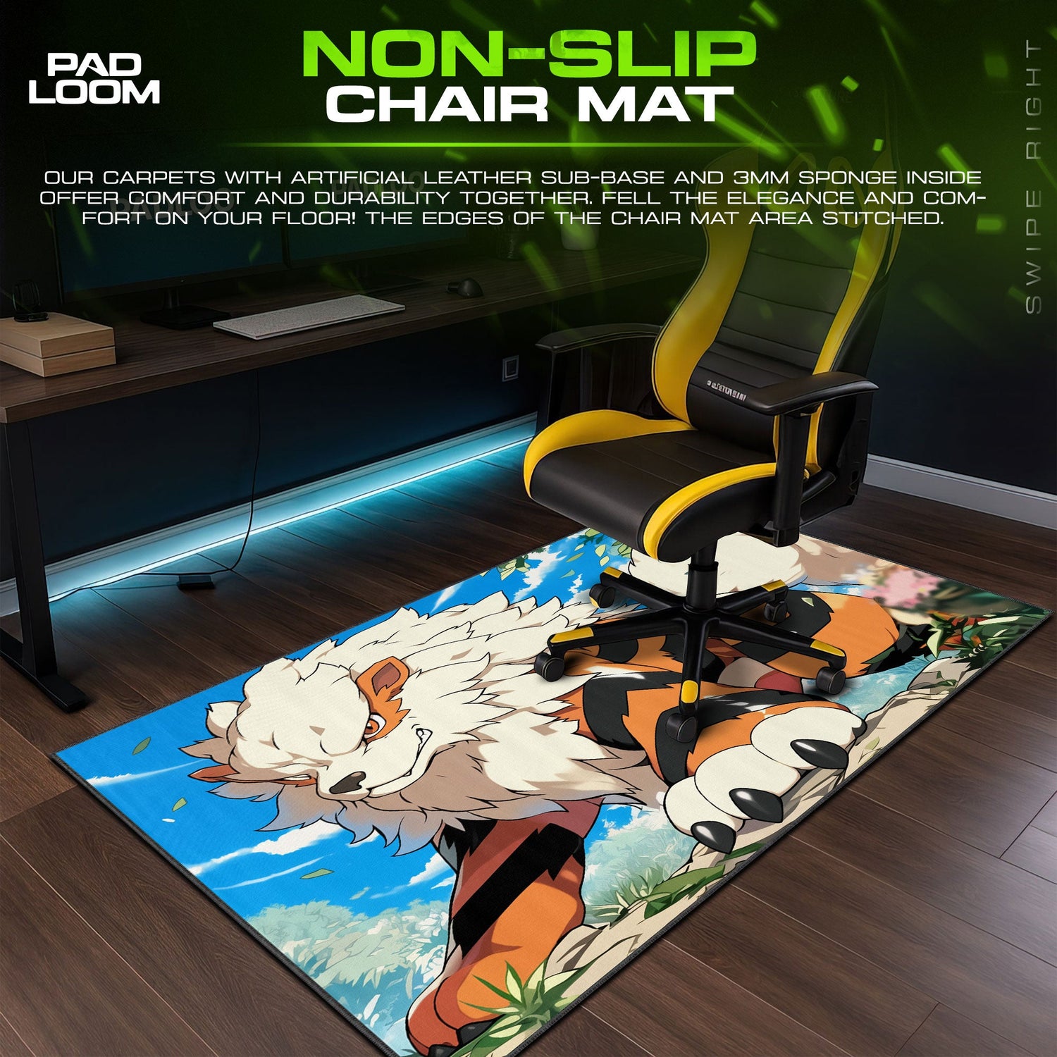 Arcanine Noble Flame Mouse Pad, Pokémon Legendary Fire Gaming Desk Mat Padloom