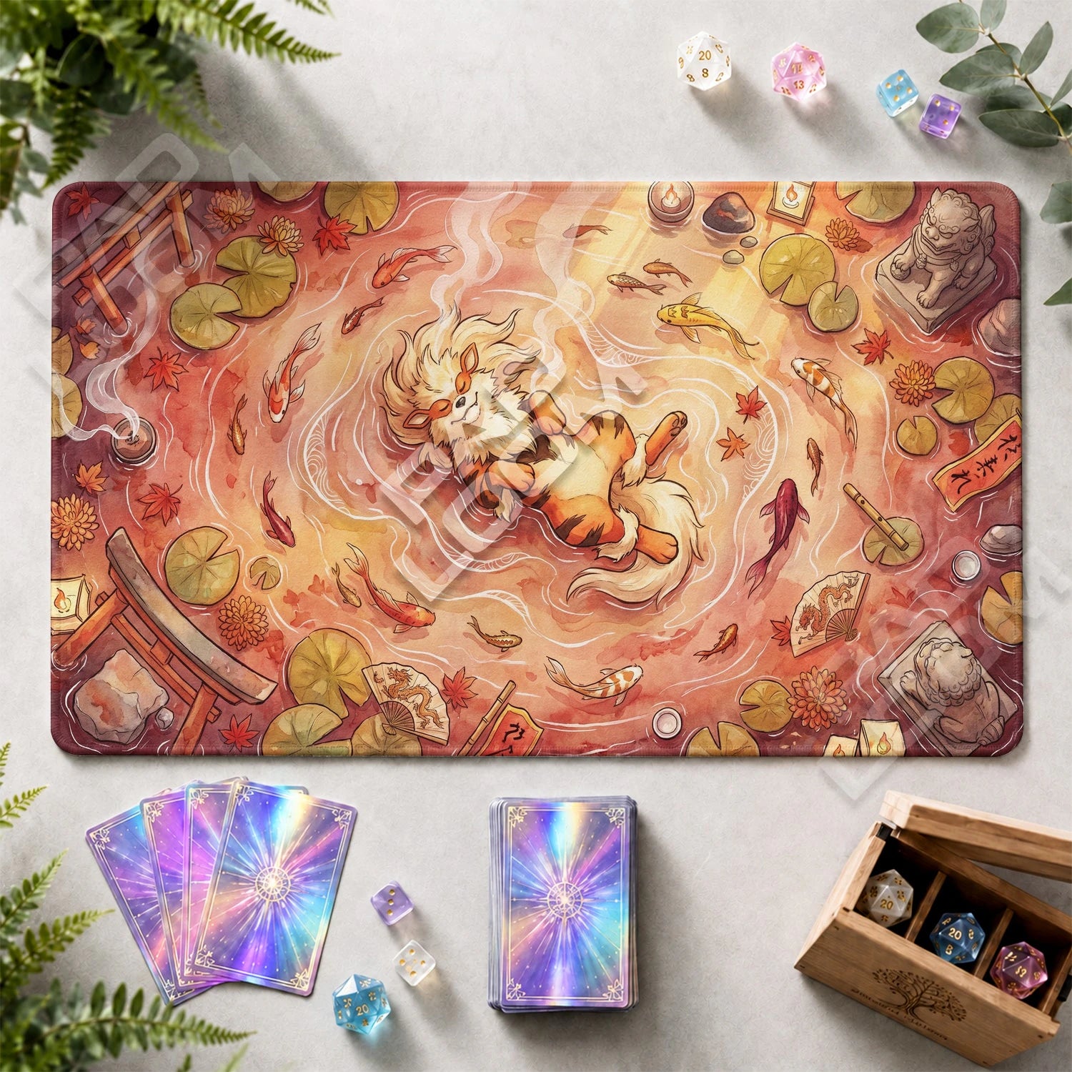 Arcanine Pond Playmat - Pokemon TCG Mat - view 2