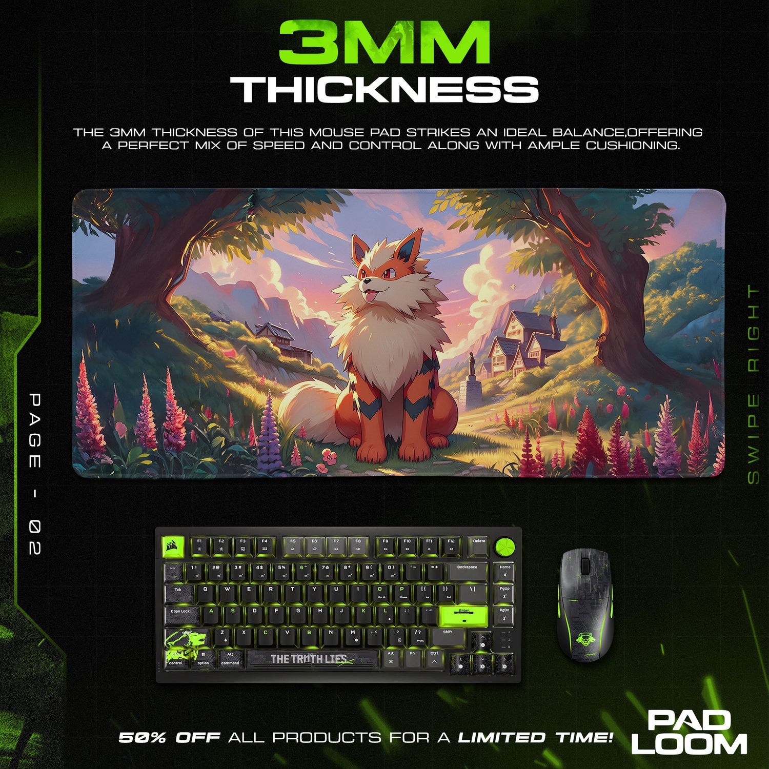 Arcanine Village themed desk mat for gaming fans