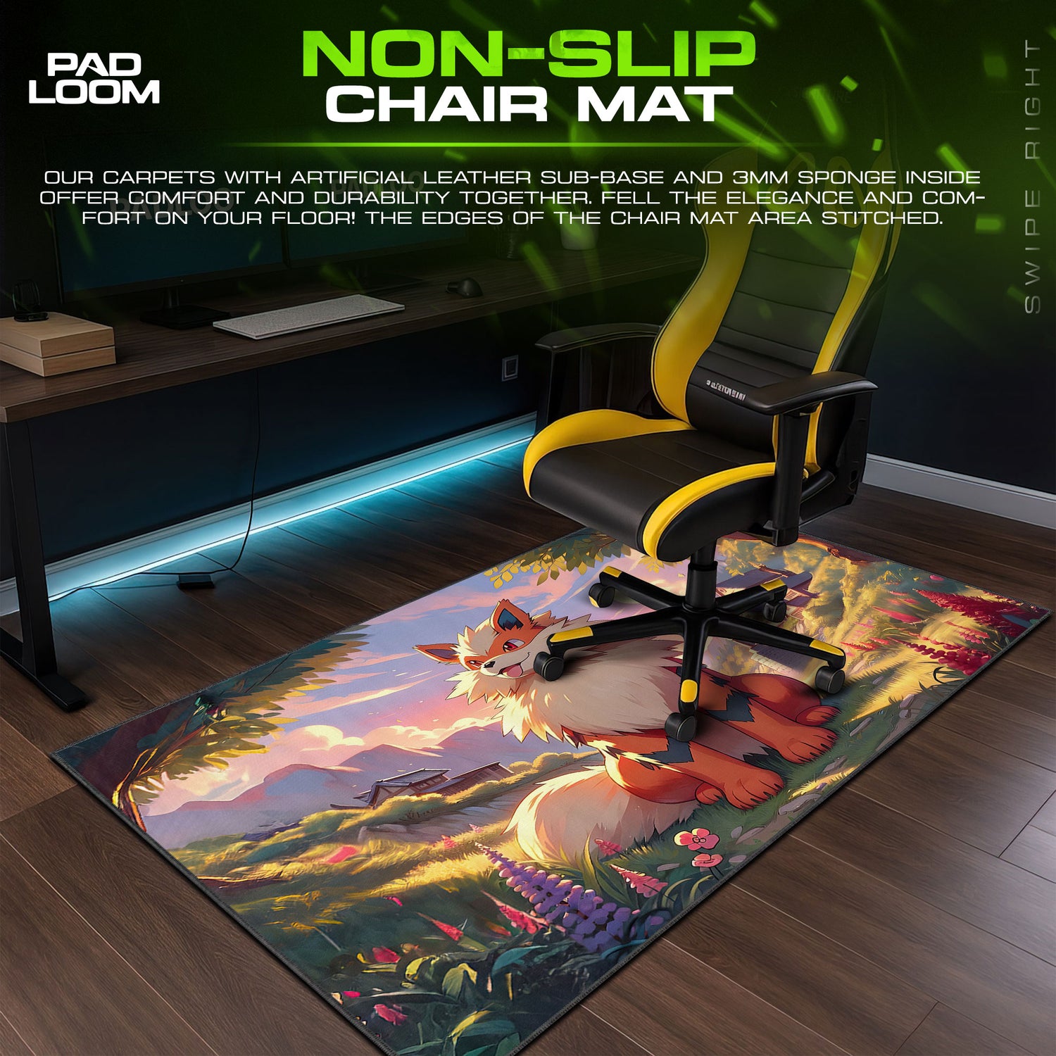 Arcanine desk mat showing full gaming artwork