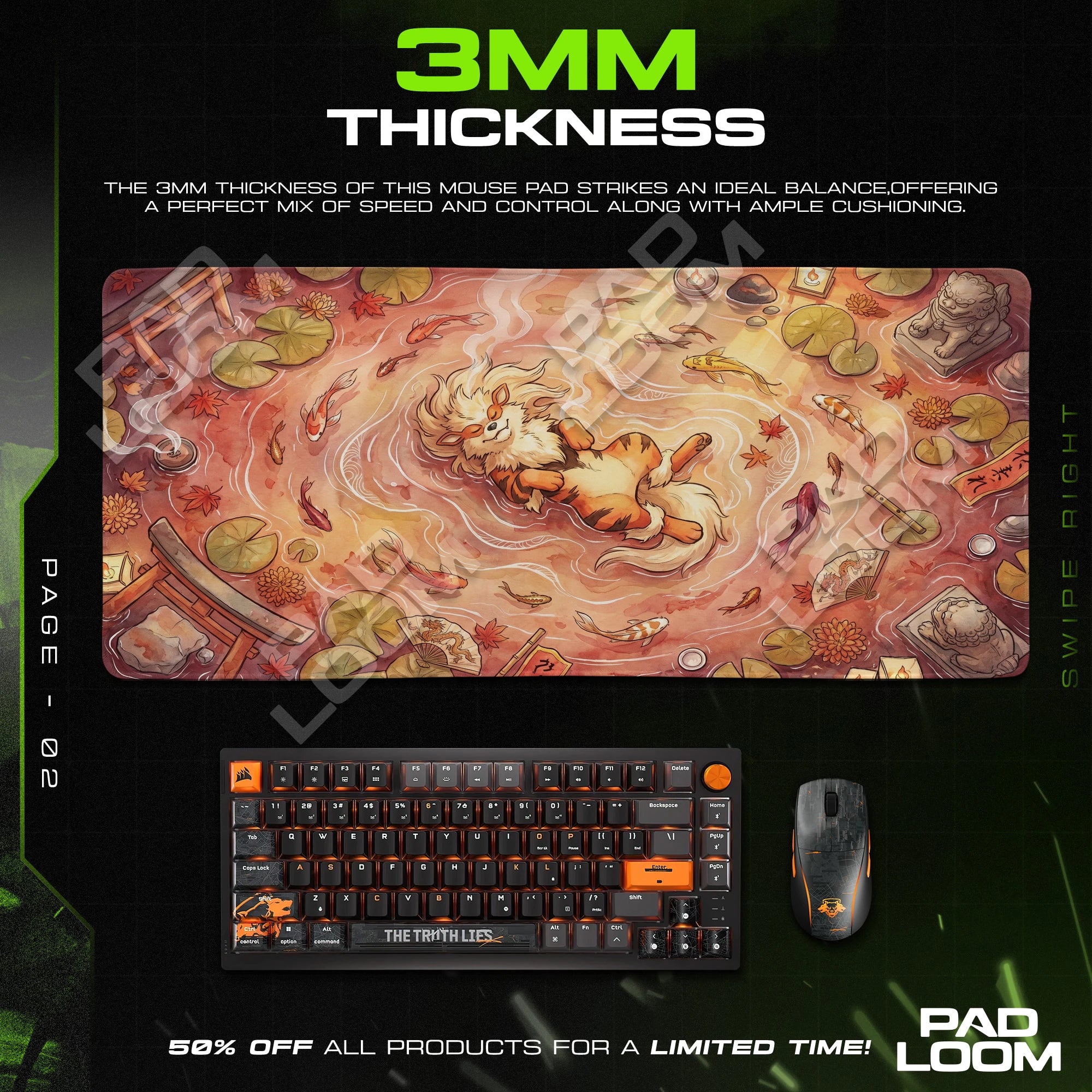Arcanine Zen Garden Mouse Pad - Pokemon Desk Mat