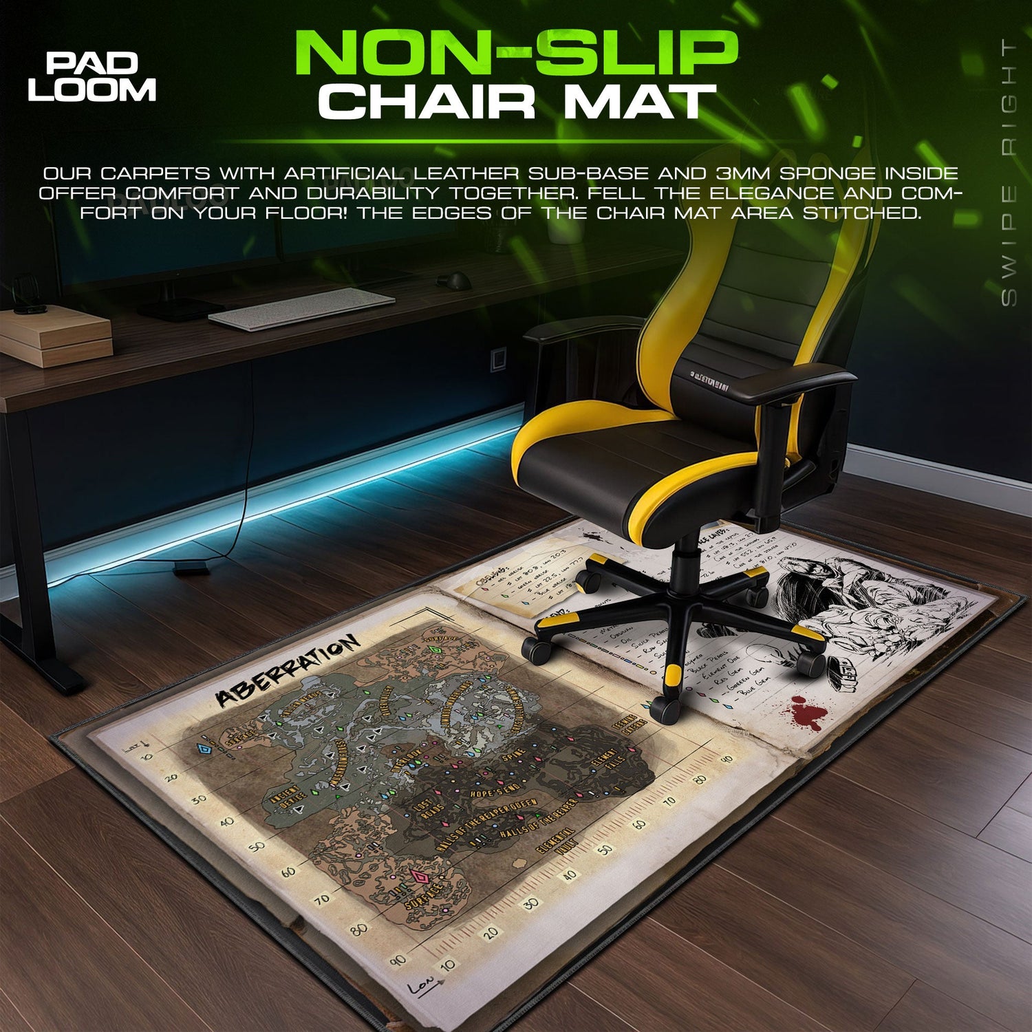 ARK Aberration Map Mouse Pad, Explorer Notes Gaming Desk Mat Padloom