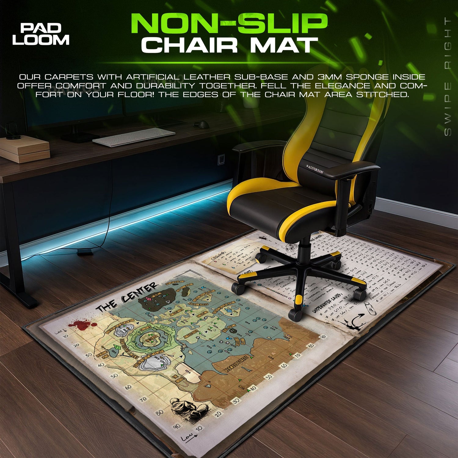 ARK Center Map Mouse Pad, Explorer Gaming Desk Mat Padloom