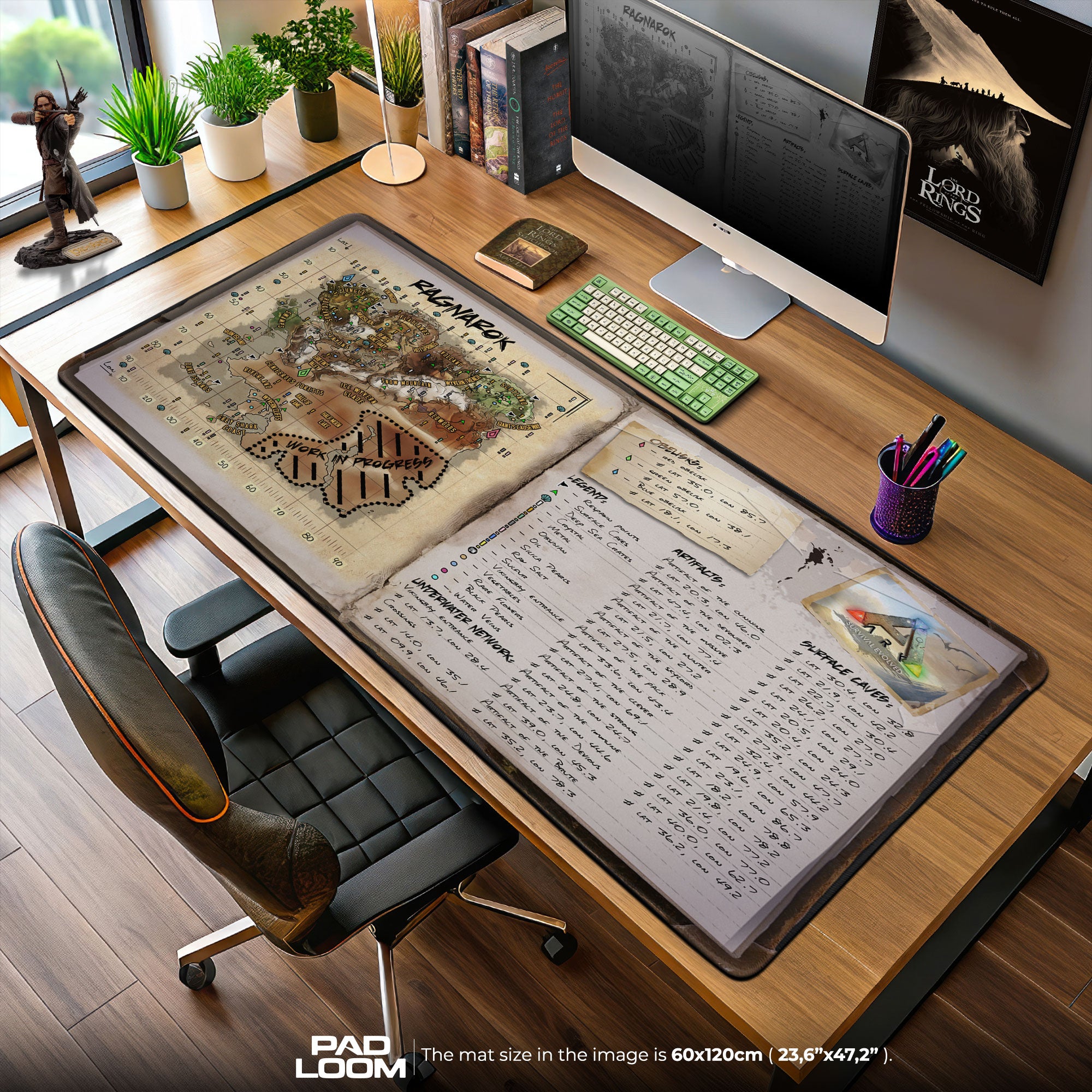 ARK Ragnarok Map Mouse Pad, Explorer Gaming Desk Mat