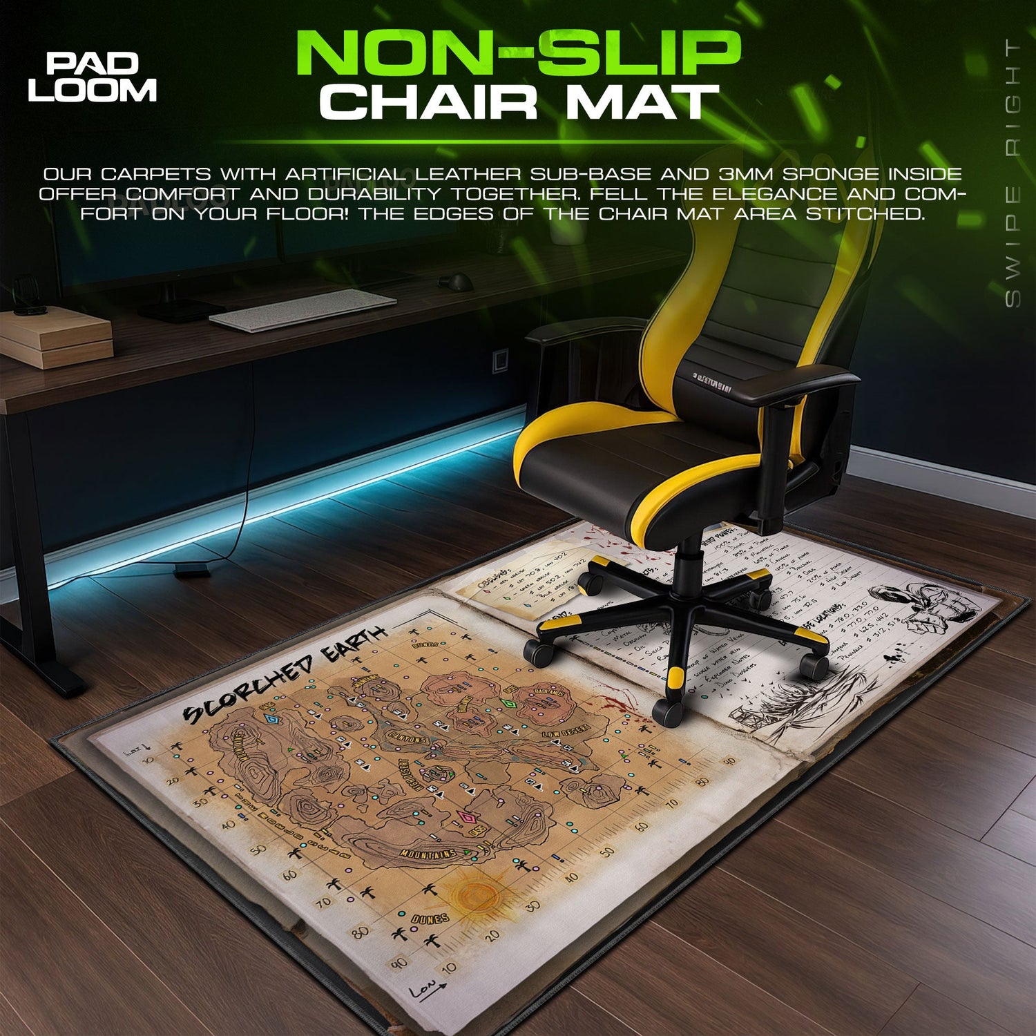 ARK Scorched Earth Map Mouse Pad, Survivor Gaming Desk Mat Padloom