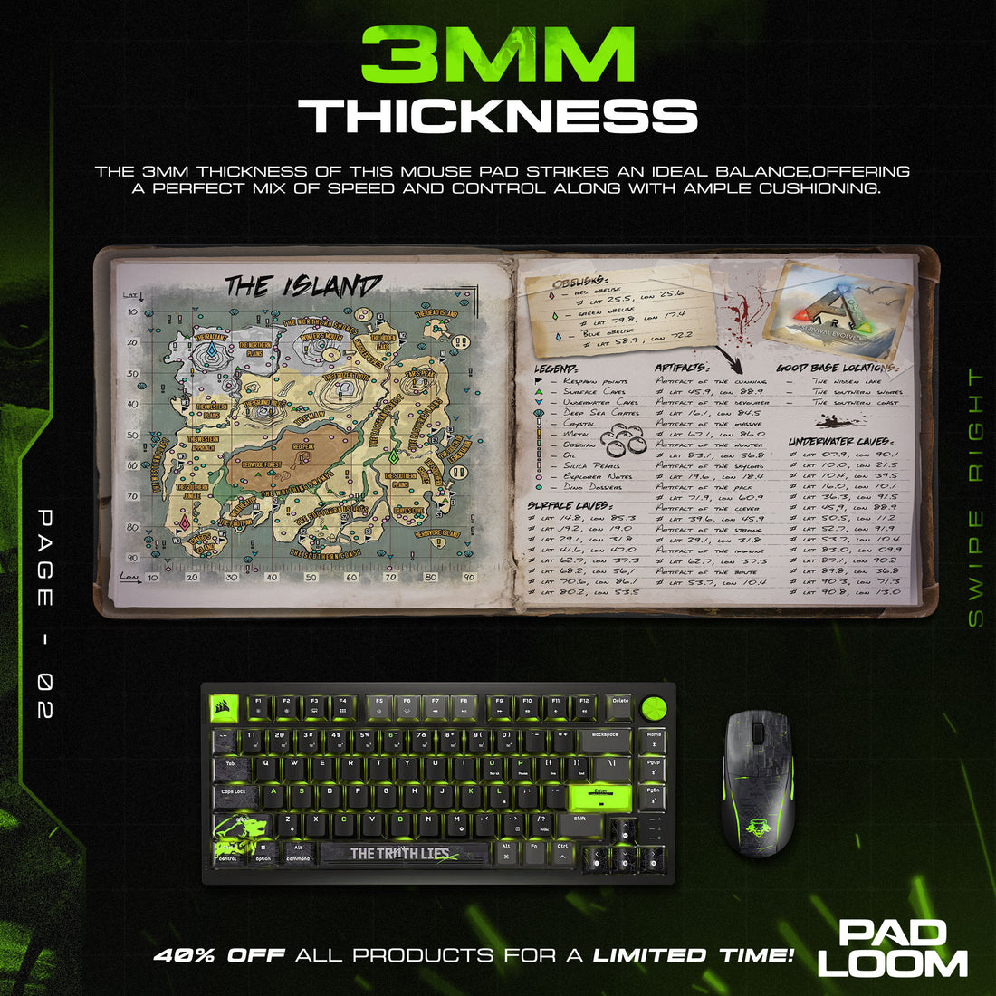 ARK Survival Map Mouse Pad, Explorer Gaming Desk Mat