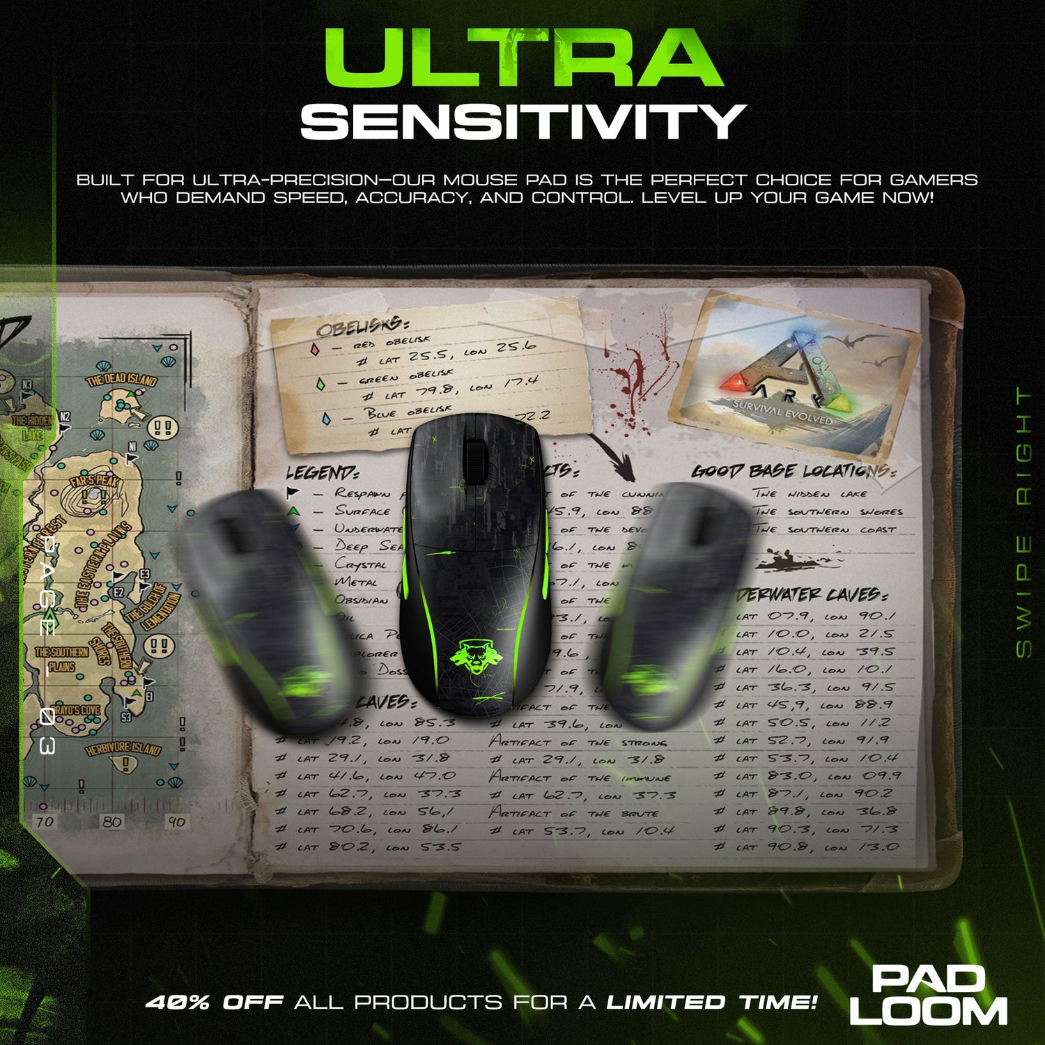 ARK Survival Map Mouse Pad, Explorer Gaming Desk Mat Padloom