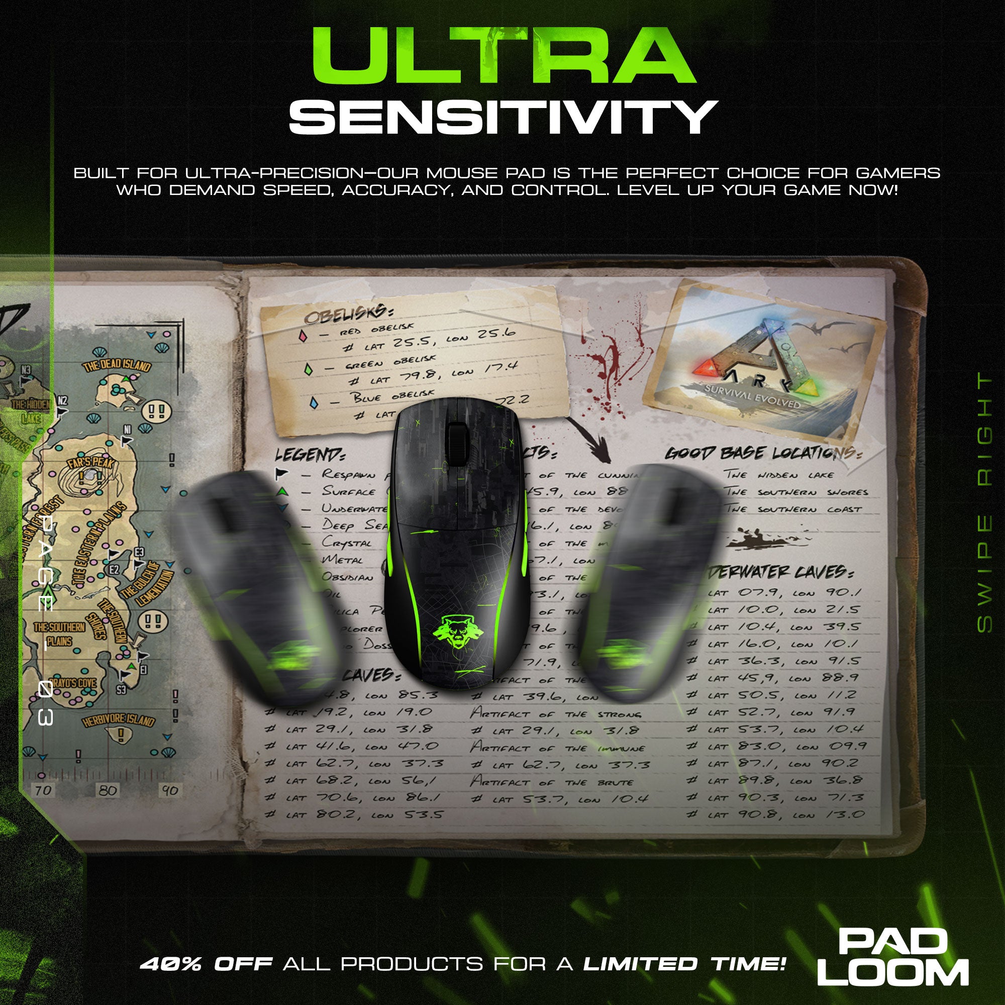 ARK Survival Map Mouse Pad, Explorer Gaming Desk Mat