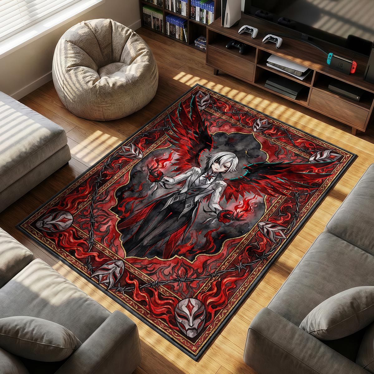 Arlecchino Purpurner Mond Teppich - Genshin Impact Stuhlunterlage