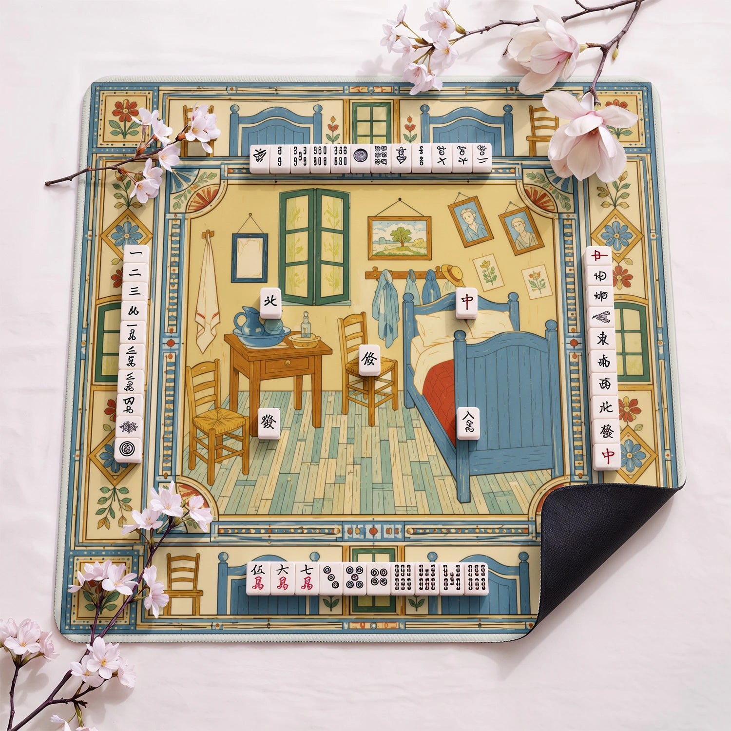 Arles Bedroom design close-up on mahjong mat surface