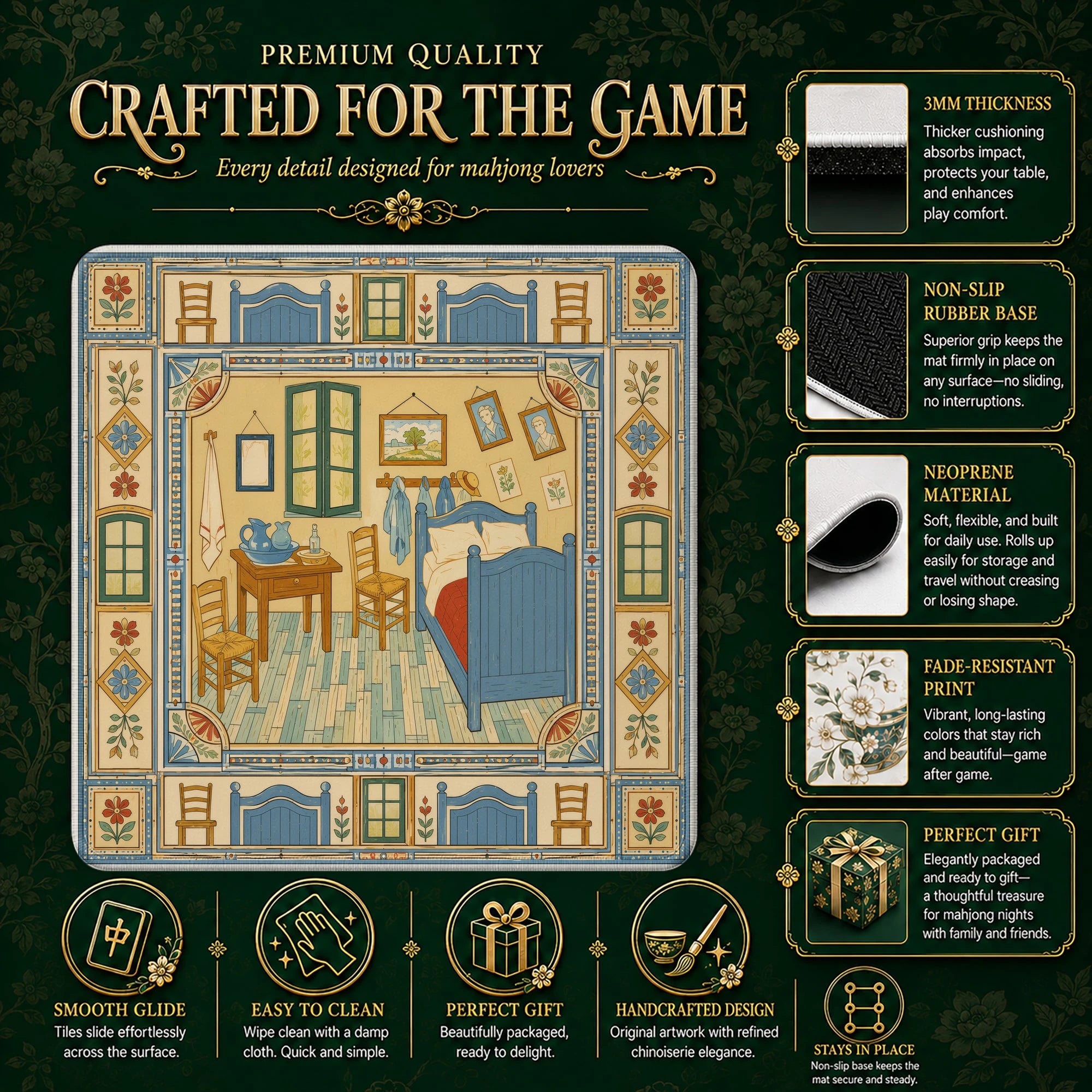 Arles Bedroom Mahjong Mat – neoprene mah jongg table mat