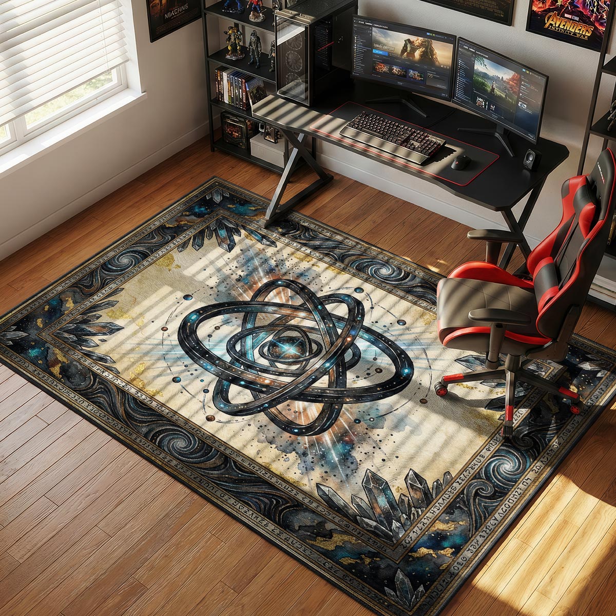 Armillary Artifact Cosmic Starfield Chair rug — main product view