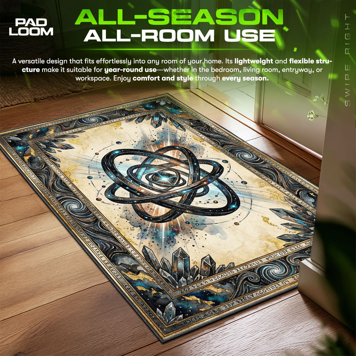 Armillary Artifact Cosmic Starfield Chair fan rug — premium quality print