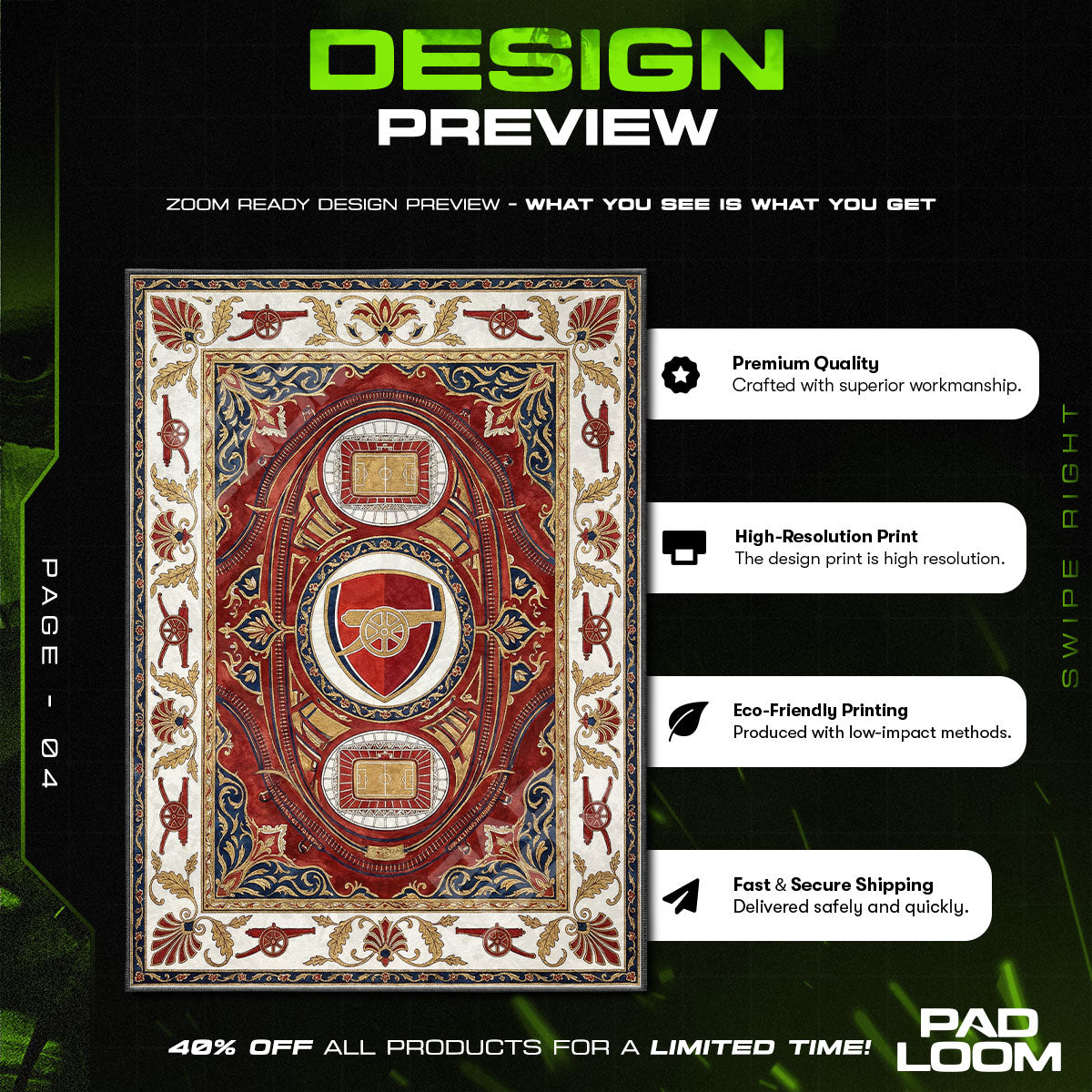 Football character design printed on rug
