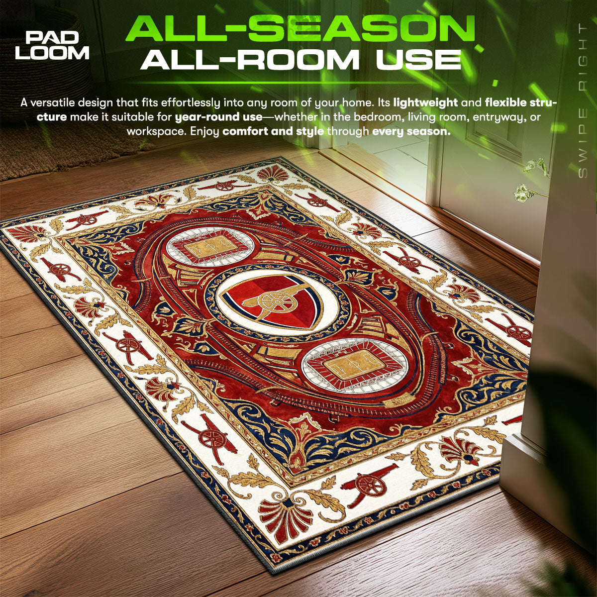 Arsenal Stadium Cannon Football fan rug — premium quality print