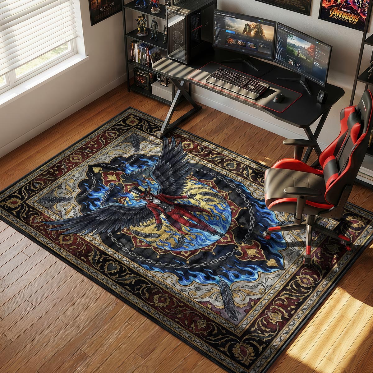 Arsene Blue Flame Rug - Persona 5 Chair Mat