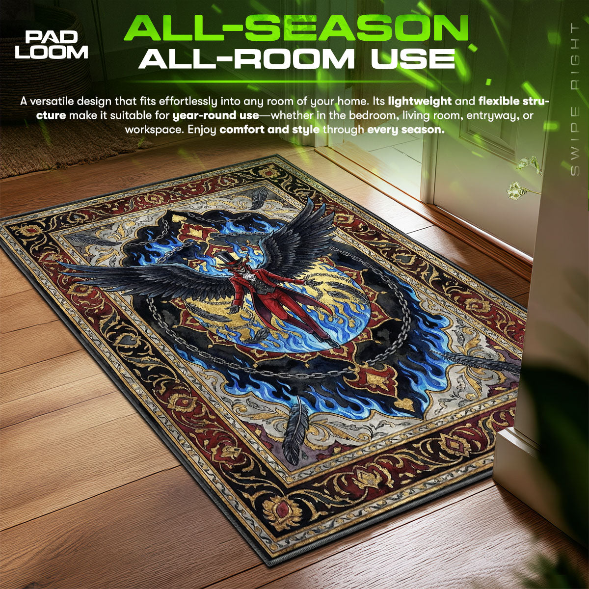 Arsene Blue Flame Rug - Persona 5 Chair Mat