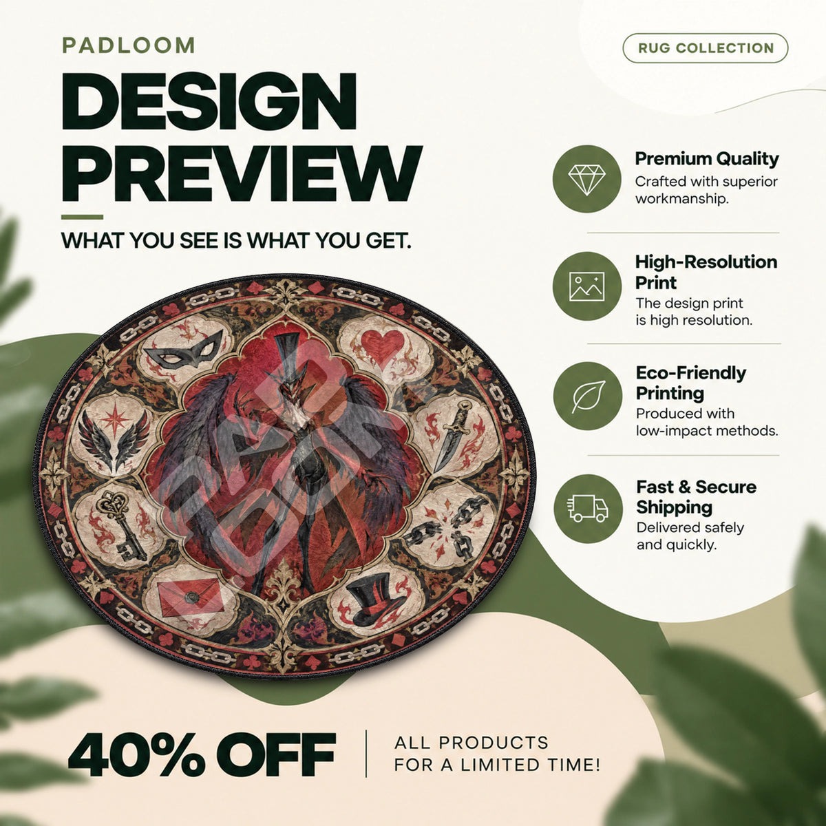 Arsene Scarlet Round Rug - Persona 5 Chair Mat