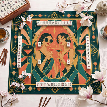 Art Deco Flapper Mahjong Mat – neoprene mah jongg table mat